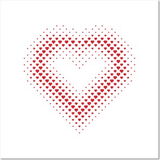 Heart Shape Halftone Dot Red Heart Pattern Posters and Art